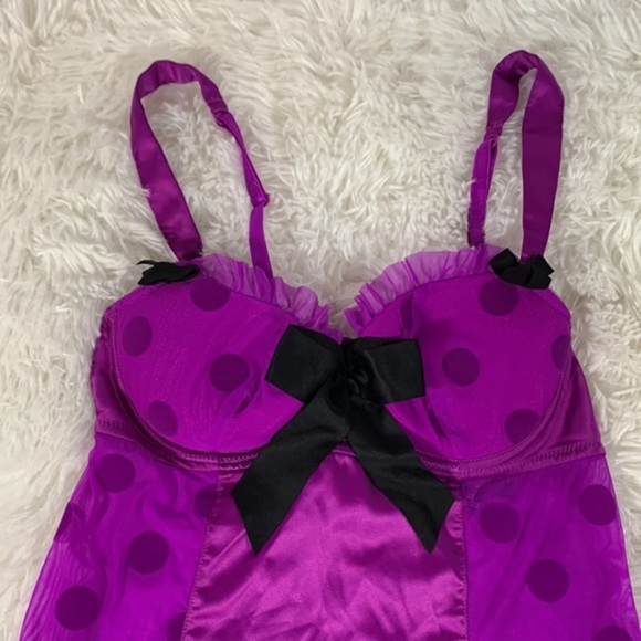 Lasenza Purple Polkadot & Black Bow Lingerie Dress - Picture 2 of 8
